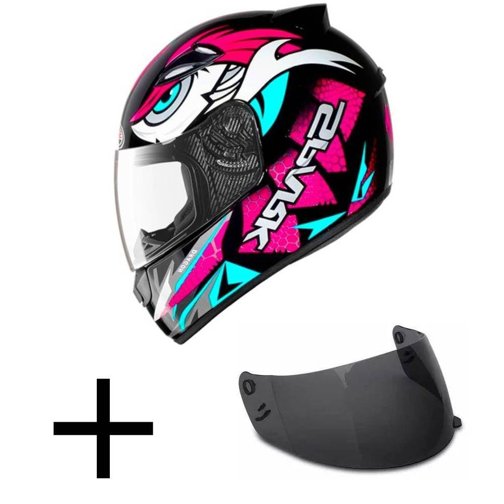 Capacete Ebf New Spark Dragon Rosa Mais Viseira Fumê