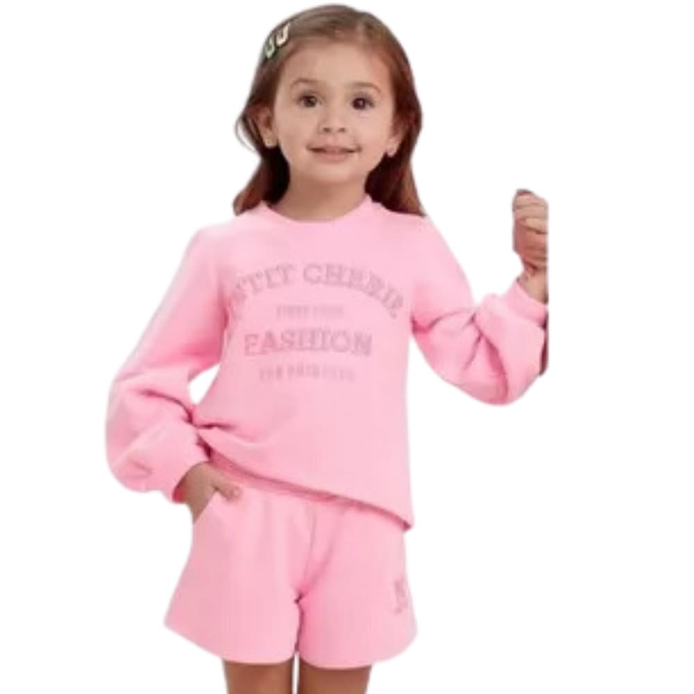 Conjunto Infantil De Moletom Petit Cherie Funfair Rosa 20382