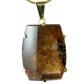 Colar Pedra Cristal Lodolita Baguette Garra Dourada