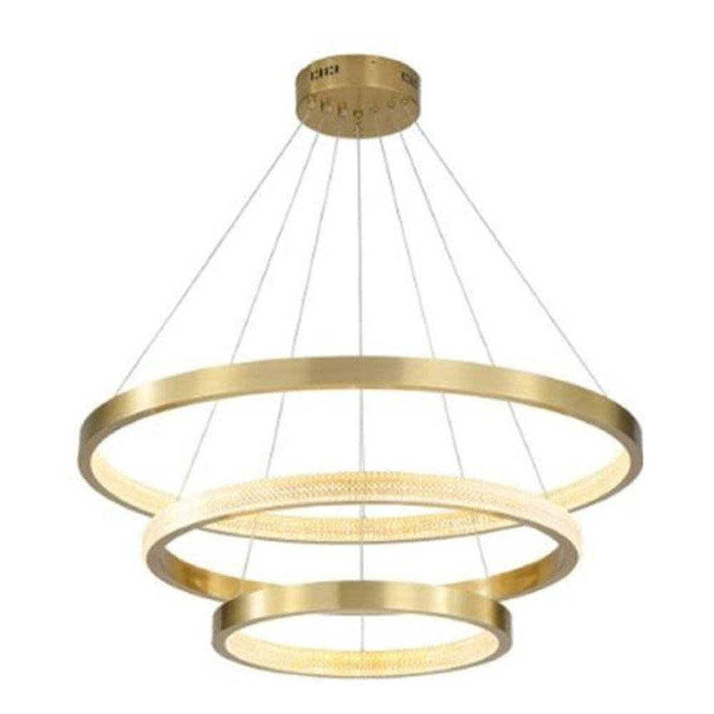 Pendente Paris Com 3 Anéis Dourados Led Pd13312-3.000