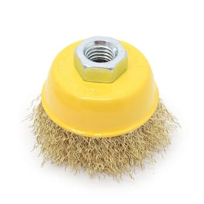 Escova Copo Aço Carbono Latonado 3" 75mm M14 Ondulada
