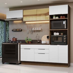 Armário de Cozinha Completa 270cm Rustic/Branco Stella Madesa 08