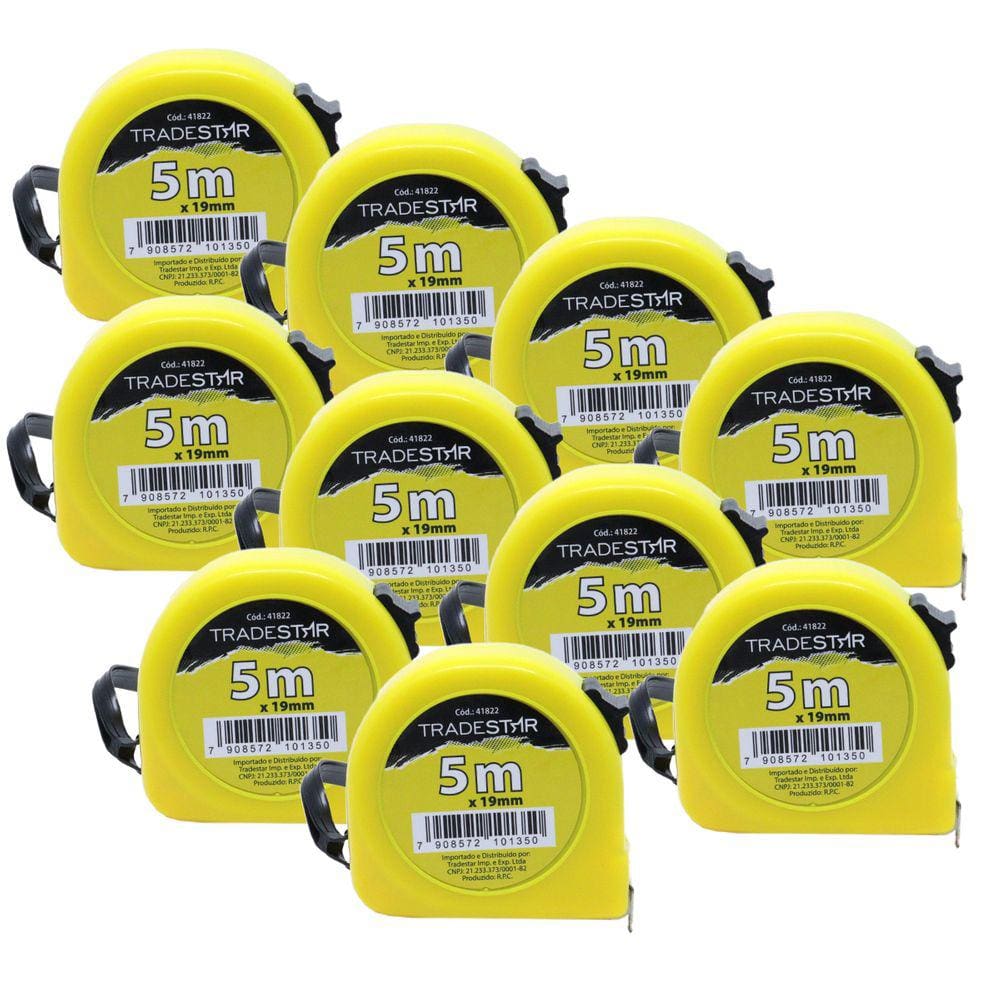 Kit 10 Trena Aço Metal 5m Bolso Básica Fita Com Trava