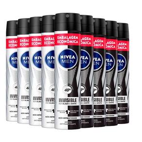 Kit Desodorante Aerosol Nívea Black & White Masculino 200ml - 9 unidades