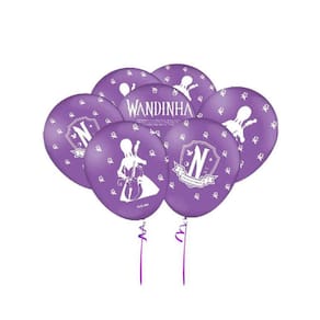 Balão Bexiga Wandinha Lilás 9 Polegadas Com 25 Unidades