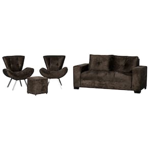 Conjunto Capri Sofá 3 Lugares com 2 Poltronas e Puff Finezzi