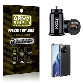 Carregador Veicular Turbo Com Capinha Mi 11 E Película 3D
