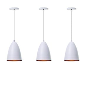 Kit 3 Lustre Pendente Bala P Branco Alumínio Decoração