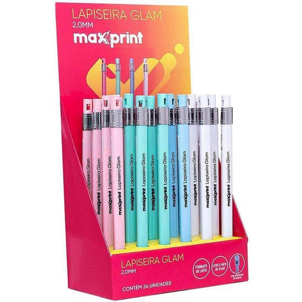 Lapiseira Maxprint Glam 2.0mm c/ Apontador - Emb. 24 uni