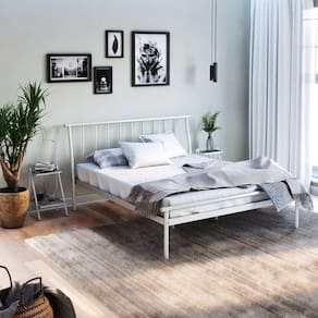 Cama Queen em Aço Begônia Cabecasa Madeiramadeira Prata