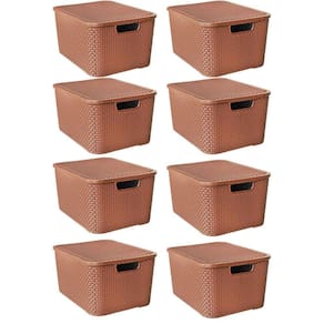 Kit 8 Caixas Organizadoras Rattan Marrom 7 Litros Com Tampa 25587 Arqplast