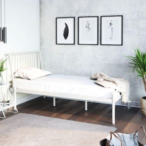 Cama Solteiro em Aço Begônia Cabecasa Madeiramadeira Off White