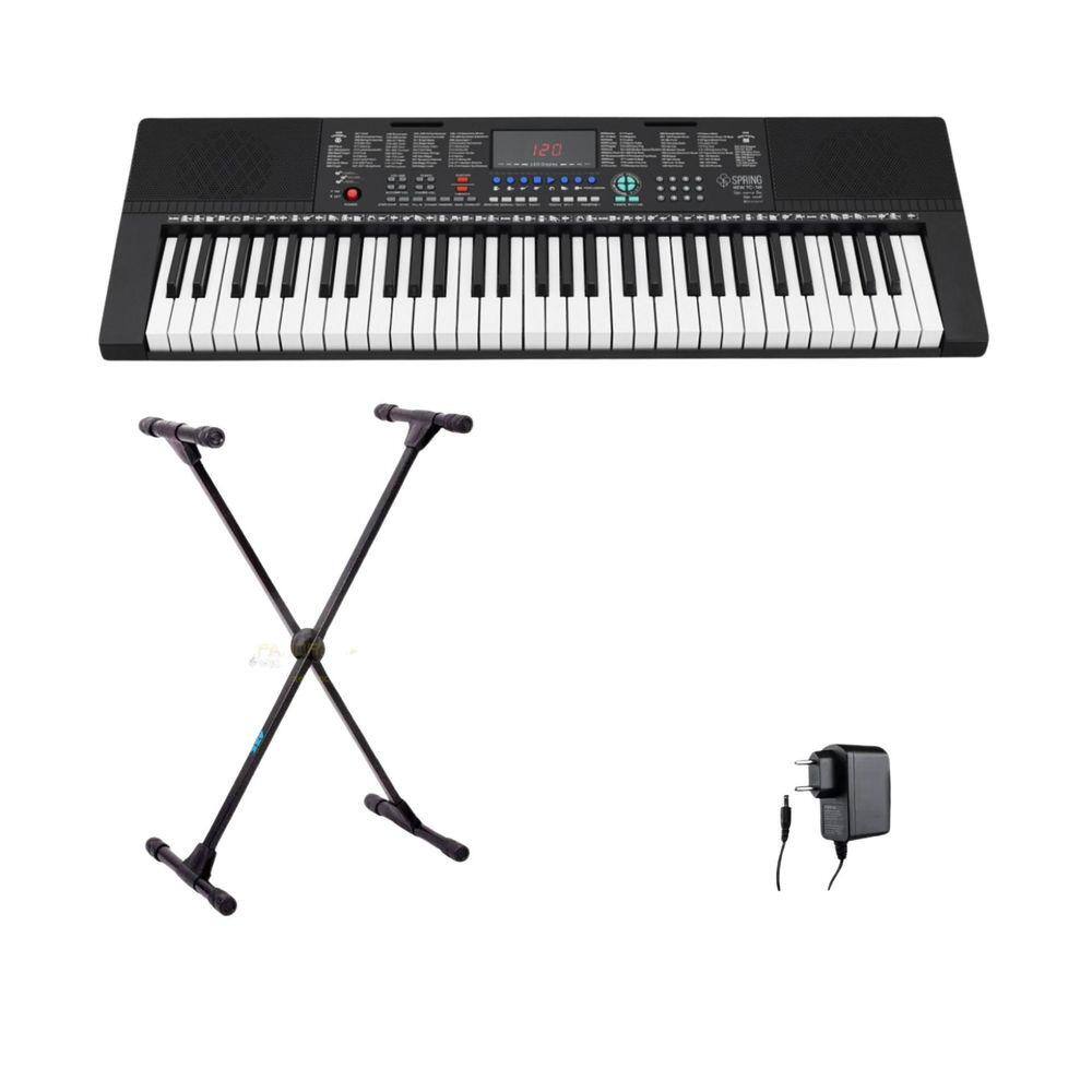 Kit Teclado Arranjador Spring Tc161 61 Teclas + Suporte
