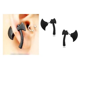 Par Brinco Machado Pequeno Delicado 20Mm Preto Punk