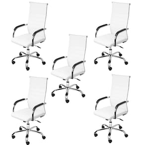 Kit 5 Cadeiras para Escritório Presidente Esteirinha Florença 3322 Or Design Branco