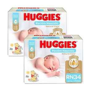 Kit 2 Fraldas Huggies Natural Care Rn Mega - 68 Tiras