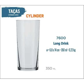 24 Copos Cylinder 320Ml - Tubo Long Drink Coquetel
