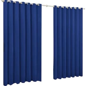 Cortina De Microfibra 2,00X1,70 Azul Royal Ilhós Cromado