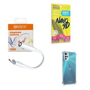 Capinha Motorola G22 + Adaptador P2 P Tipo C + Película 9D
