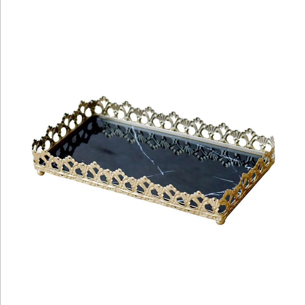 Bandeja Espelhada Retangular De Metal 10.5x20.5cm