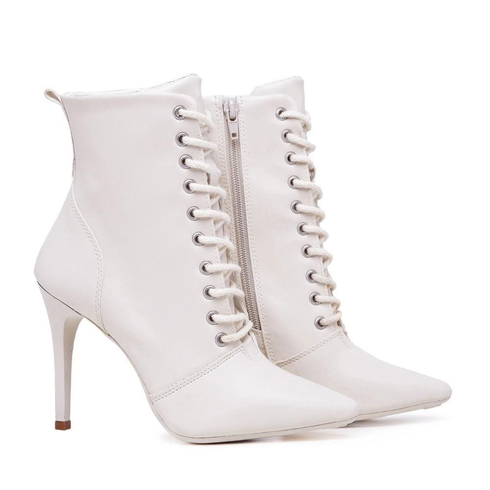 Bota Feminina Cano Curto Salto Bico Fino Casual