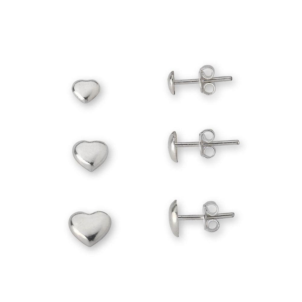 Kit Trio De Brincos Corações Prata 925