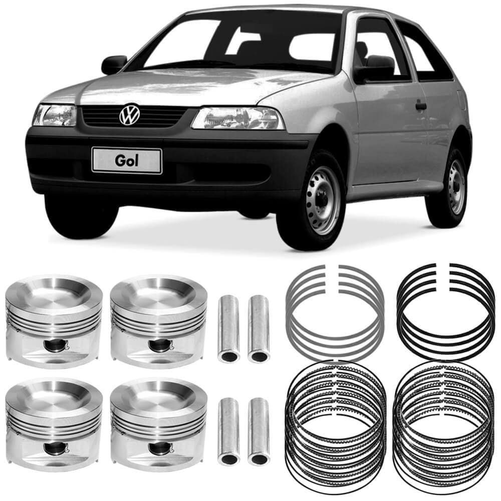 Kit Pistão Anel STD Volkswagen Gol G3 1.0 99 a 2003 Gasolina Metal Leve