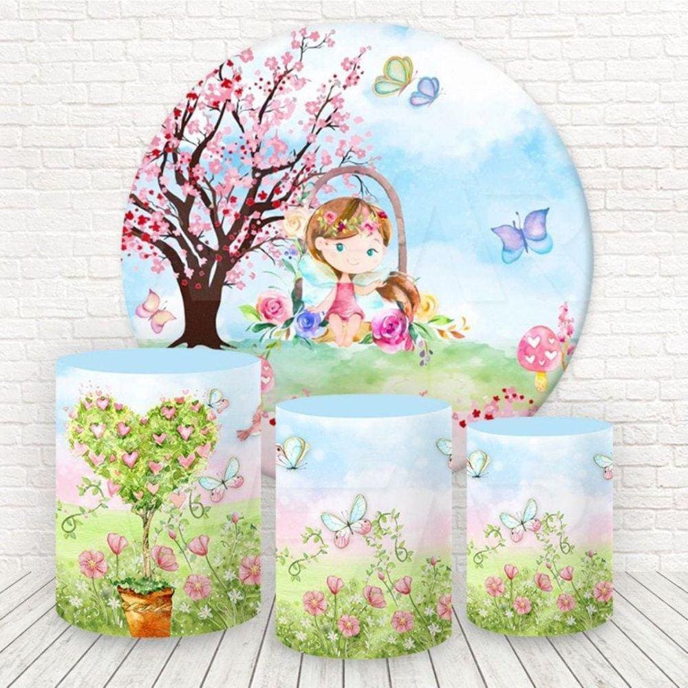 Painel Redondo E Capas 3D Sublimado Fada Fkpc-039