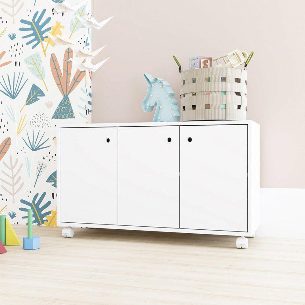 Nicho Organizador Infantil com 3 Portas 1 Prateleira MDP BRV Móveis Branco