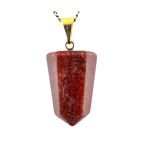 Colar Pontinha Pedra Quartzo Vermelho Montagem Dourado