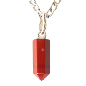 Colar Micro Pontinha Jaspe Vermelho Montagem Prata 950