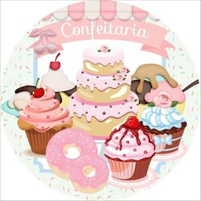 Painel Redondo 3D Sublimado Confeitaria Frd-1961