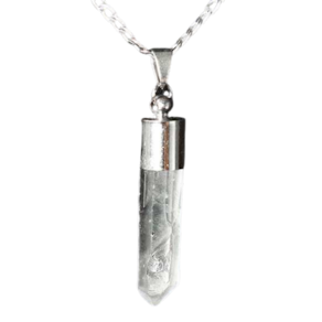 Colar Pontinha Cristal Laser 30 mm Natural Caixinha Prateada