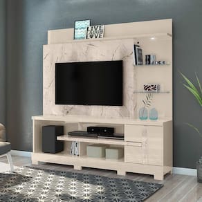 Home Theater Alan para TV de até 55 polegadas COM PÉS - CALACATA / OFF WHITE - Madetec