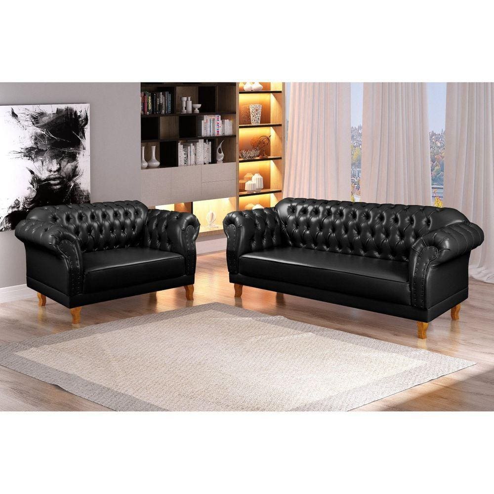Conjunto de Sofás Chesterfield Duque Preto