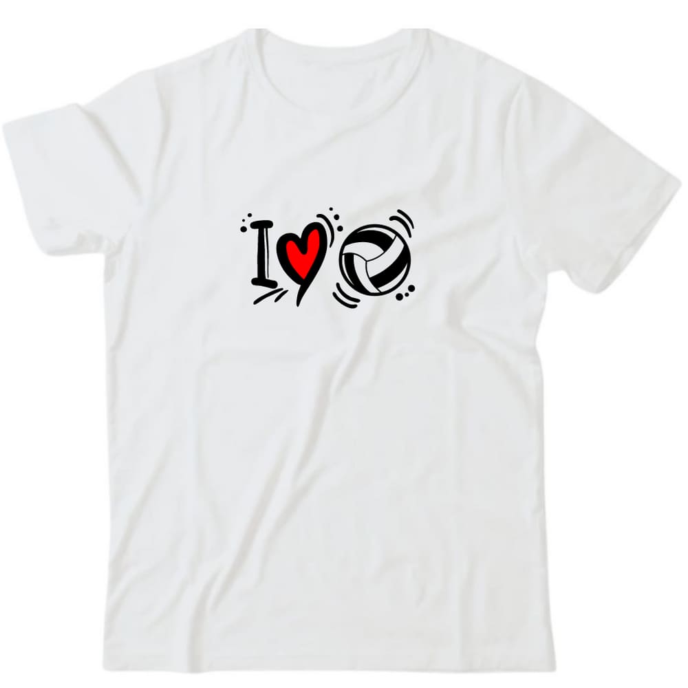 Camiseta algodão esportes - Eu amo vôlei