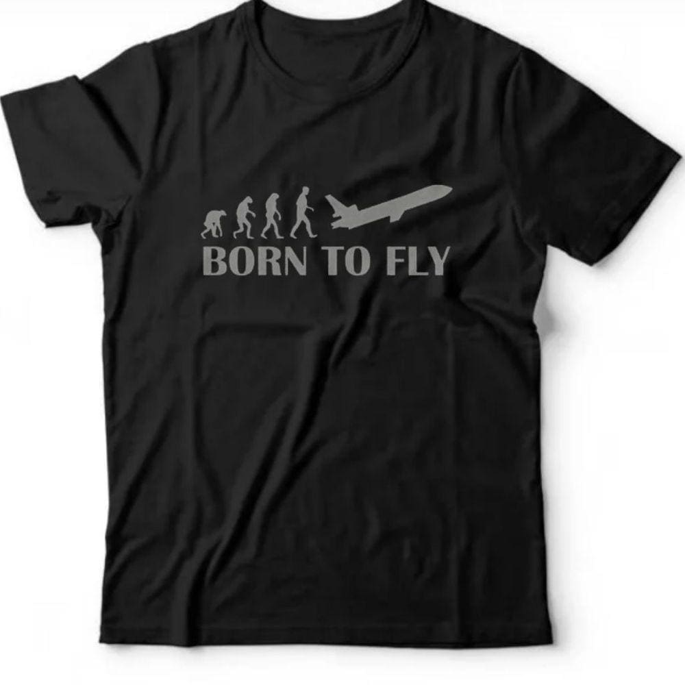 Camiseta algodão profissões - Born to fly
