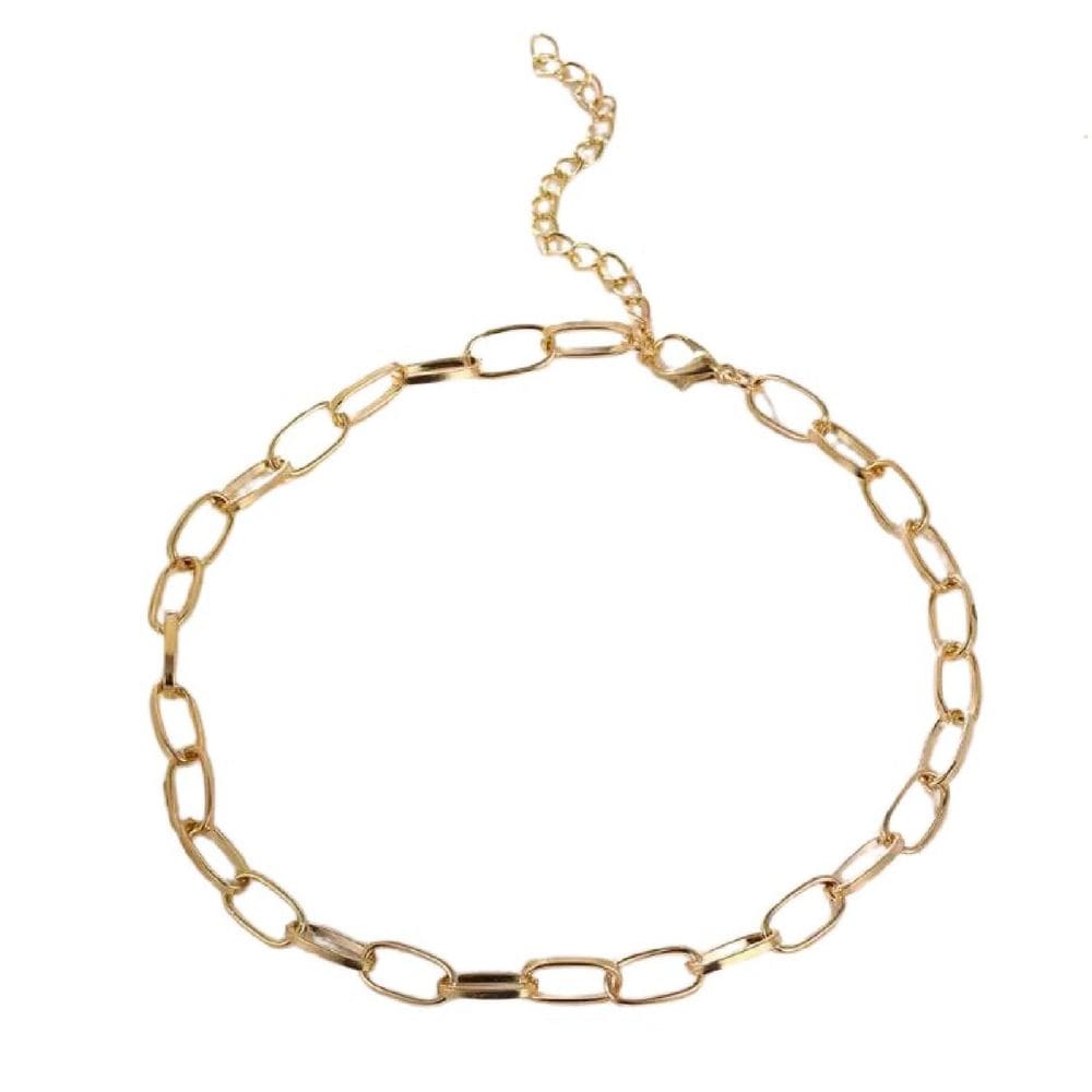 Colar Dourado Corrente Fina Entrelaçada