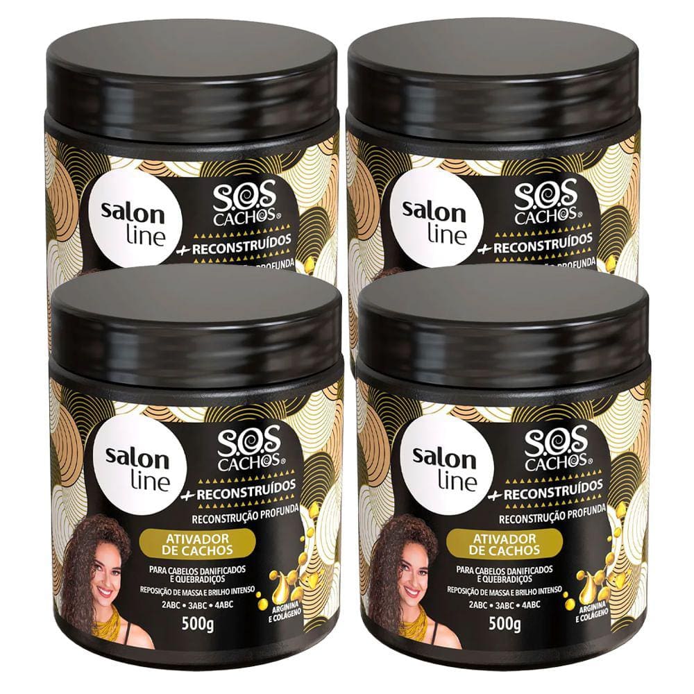 Kit 4 Ativadores De Cachos Salon Line Reconstrução 500g