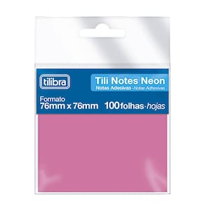Bloco Adesivo Tili Notes 76x76mm 100 Fs Tilibra - Rosa Neon