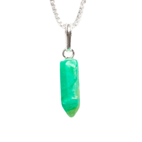 Colar Micro Pontinha Crisoprasio Verde Montagem Prata 950