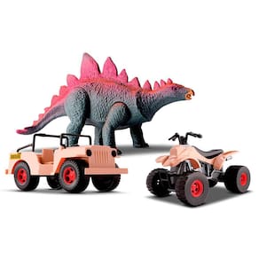 Veículos e Figura - Dino Island Adventure - Jipe, Quadriciclo com Estegossauro - Silmar