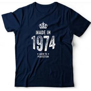 Camiseta algodão cronológicas- 1974 Aged to perfection