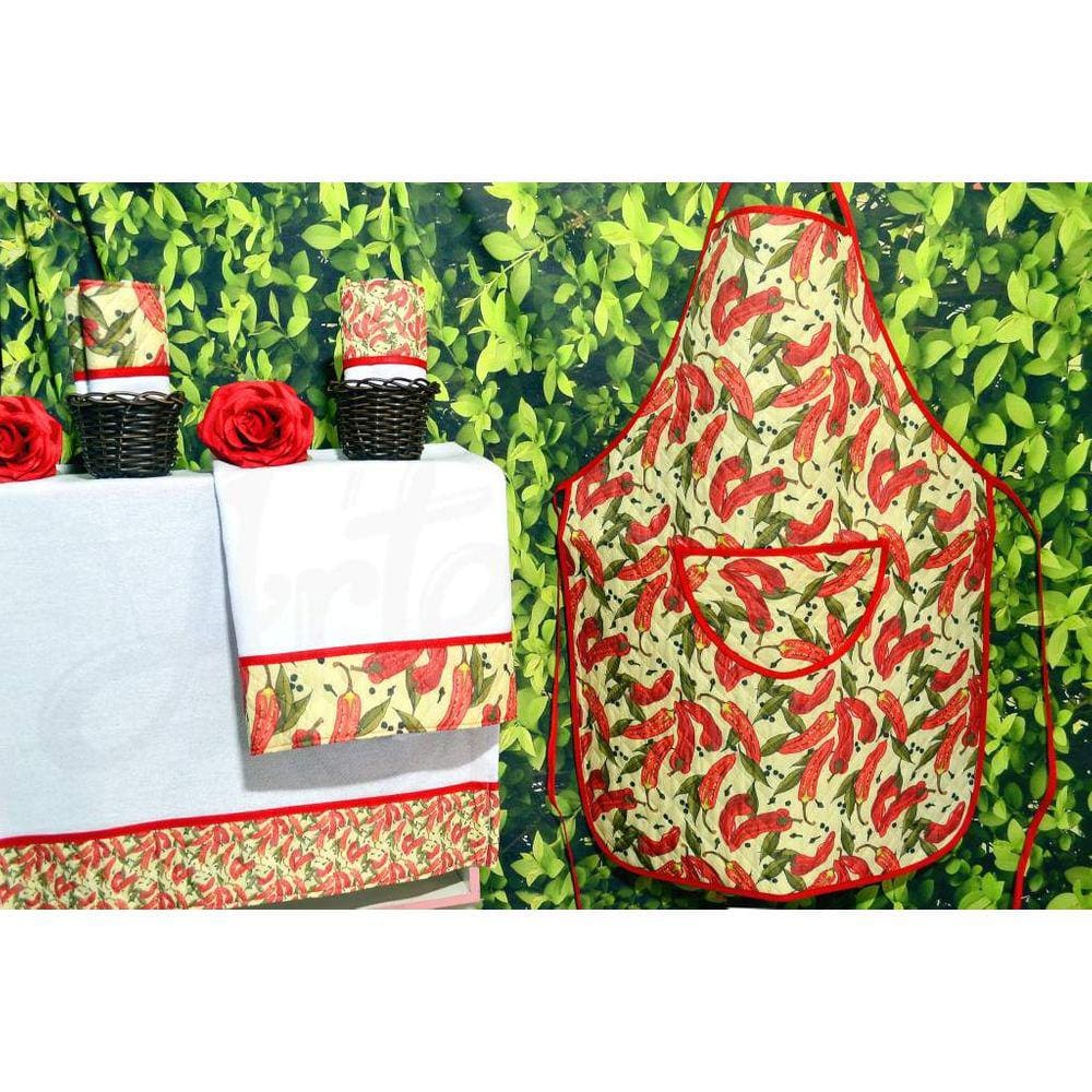 Kit Avental de Cozinha e Pano de Prato - Pimenta Vermelha