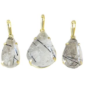 Colar Gota Turmalina Incrustada no Cristal Garra Dourada