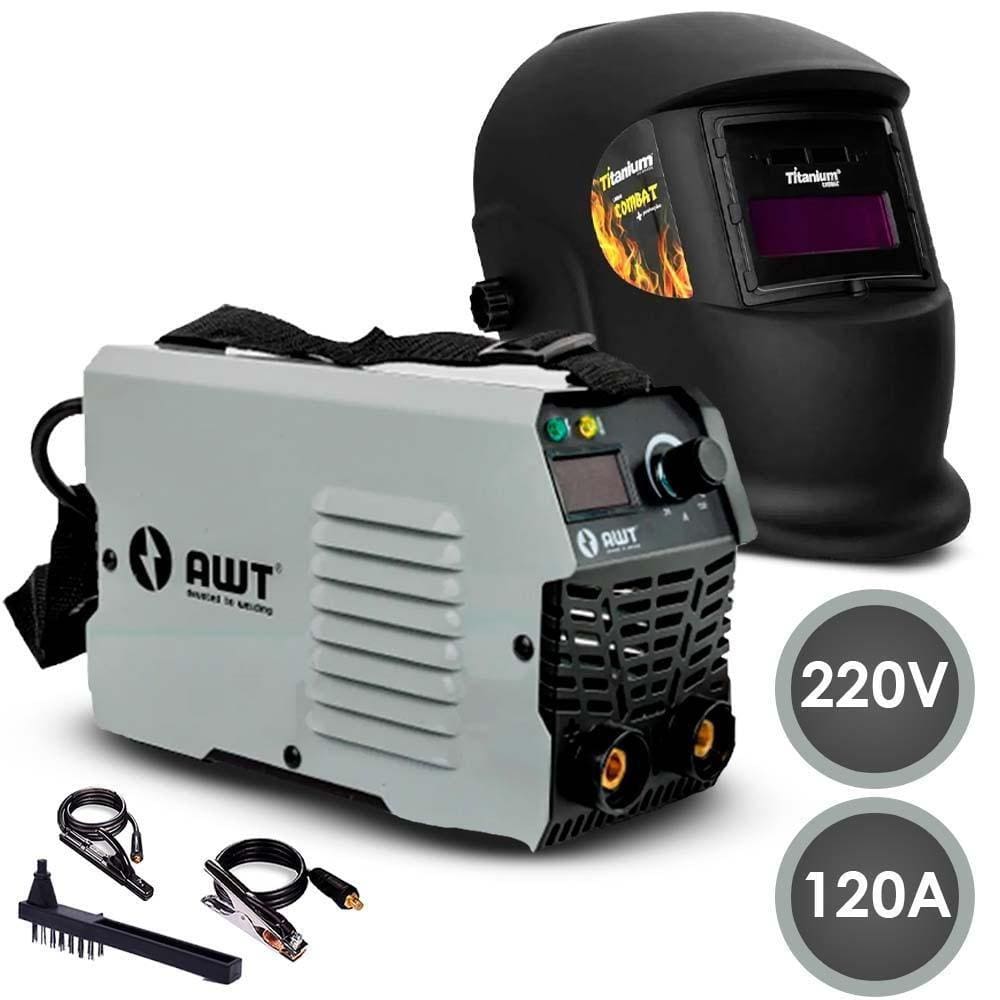 Máq. de Solda AWT MMA120 120A + Máscara Automática Titanium