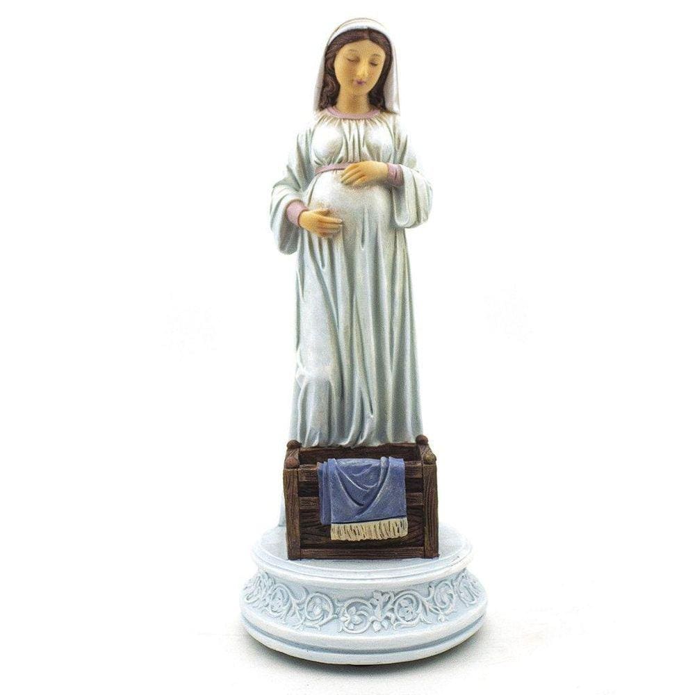 Imagem Nossa Senhora Grávida Musical Importada Resina 30 Cm