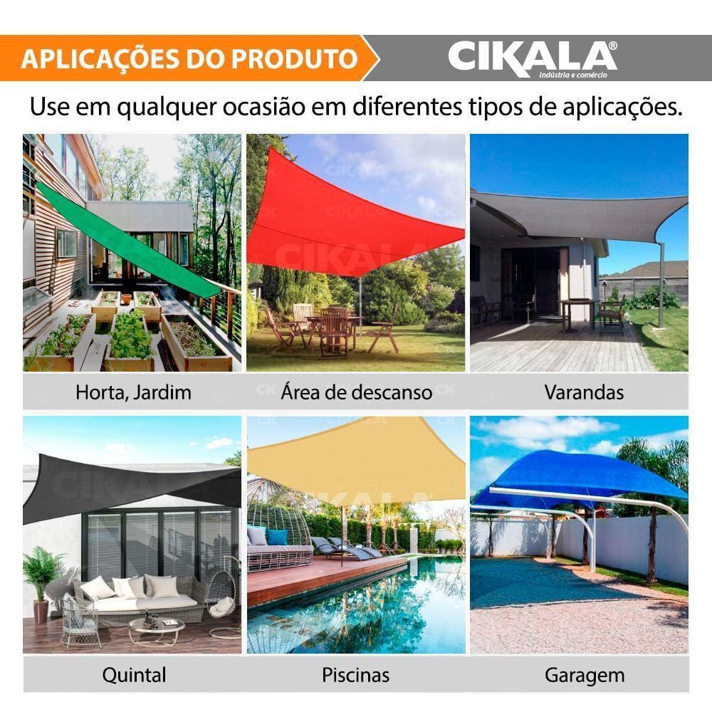 Tela Shade Sombreamento Cinza 5X3 Metros + Kit De Instalação