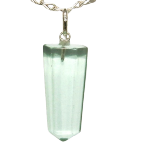 Colar Pontinha Pedra Natural Obsidiana Verde Prata 950
