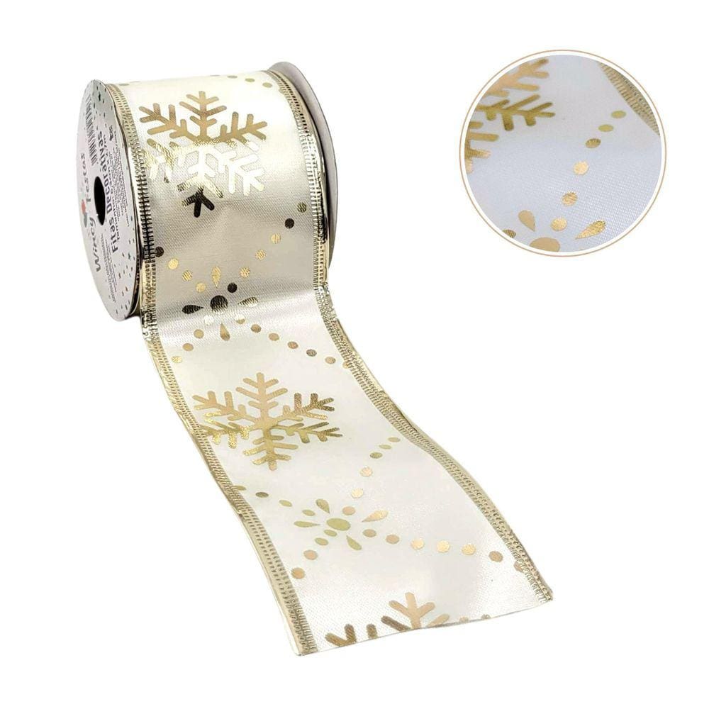 Fita Natalina Flocos 6,3cmx2,7m Brilho Aramada